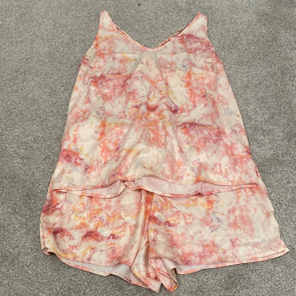 Super cute satin pj set. Size medium for both pieces.